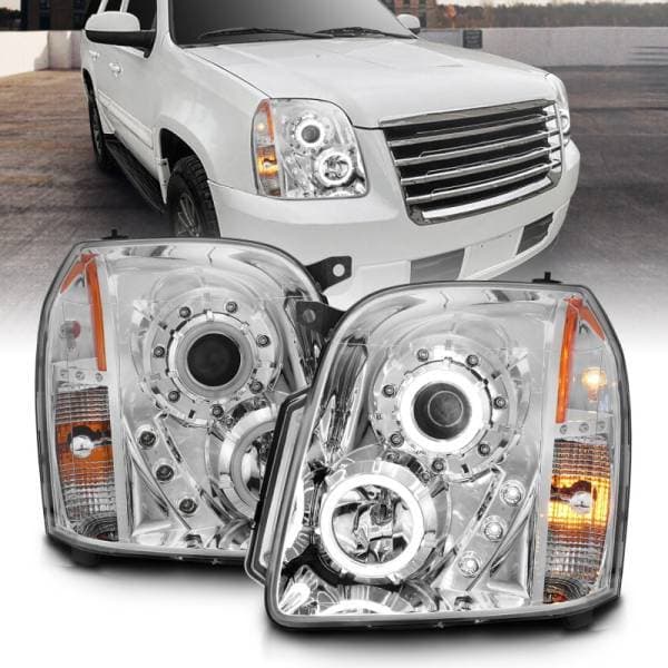 ANZO 2007-2014 GMC Yukon Projector Headlights w/ Halo Chrome (CCFL)