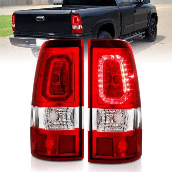 ANZO 2003-2006 Chevy Silverado 1500 LED Taillights Plank Style Chrome With Red/Clear Lens