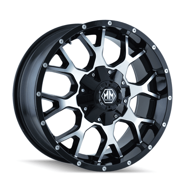 Mayhem 8015 Warrior 17x9 / 5x114.3 BP / -12mm Offset / 87mm Hub Black/Machined Face Wheel