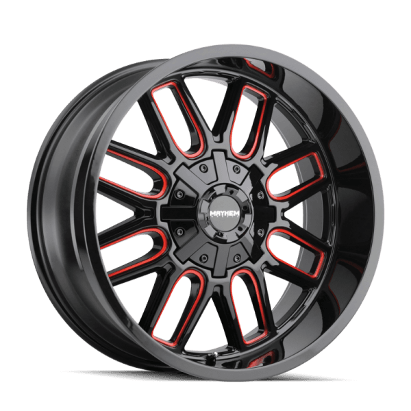 Mayhem 8107 Cogent 20x10 / 5x127 BP / -19mm Offset / 87.1mm Hub Black w/ Prism Red Wheel