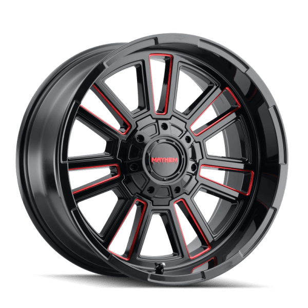 Mayhem 8115 Apollo 20x9 / 8x170 BP / 18mm Offset / 125.2mm Hub Black w/ Prism Red Wheel