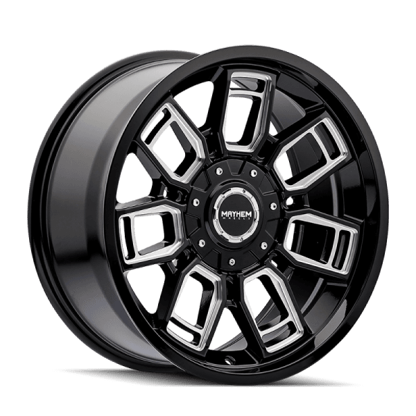 Mayhem 8118 Ordinance 20x9 / 5x127/139.7 BP / 87.1mm Hub Gloss Black Wheel w/ Milled Spokes
