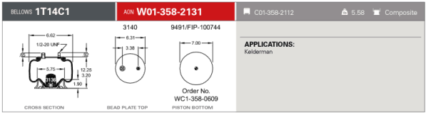 Firestone Ride-Rite Replacement Service Spring 1T14C1 RB 3/4CF 1/2ST PST (W013582131)