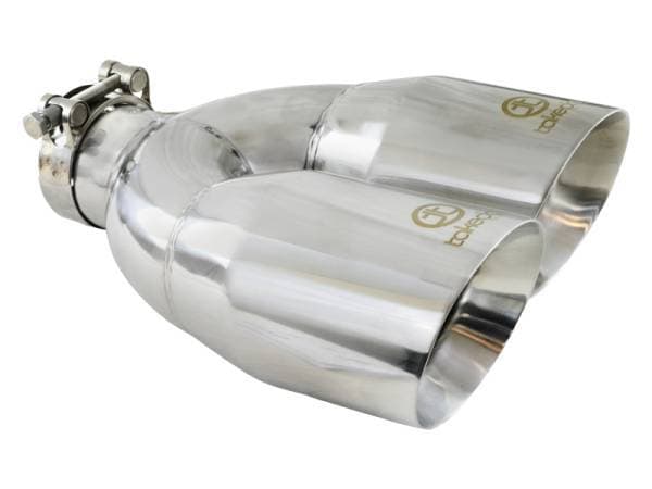 aFe Takeda 2.5in 304 Stainless Steel Clamp-on Tip Passenger Side 2.5in Inlet 4inDual - Polished