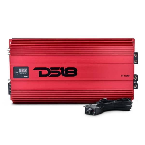 DS18 1-Channel Amp 15000 Burst/0.5ohm 8000/1ohm 4800/2ohm 2500/4ohm Watts RMS w/ Voltmeter Red