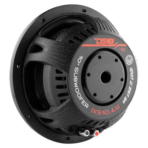 DS18 10in 600 Watts RMS 4 ohm SVC Shallow Mount Fiber Glass Subwoofer IXS Series