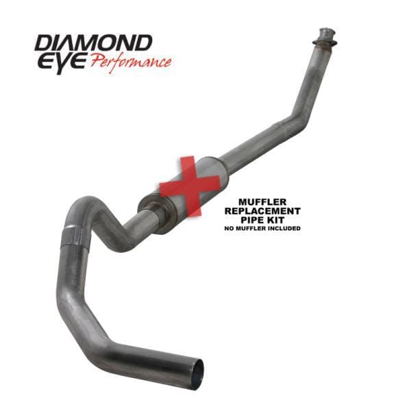 Diamond Eye KIT 4in Turbo Back MFLR RPLCMENT PIPE SGL SS: 98.5-02 DODGE CUMMINS 5.9L