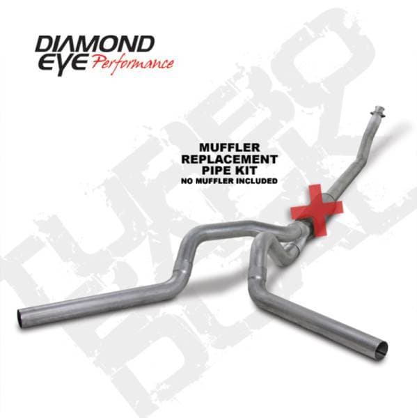 Diamond Eye KIT 4in Turbo Back MFLR RPLCMENT PIPE DUAL AL: 94-02 DODGE CUMMINS 5.9L