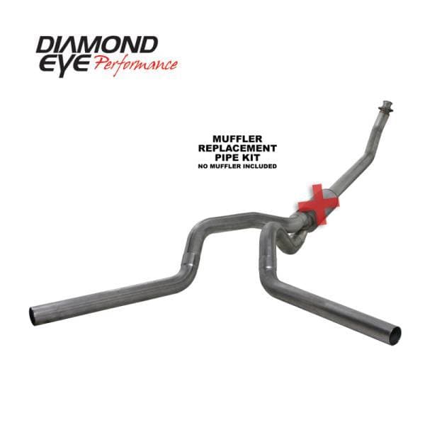 Diamond Eye KIT 4in Turbo Back MFLR RPLCMENT PIPE DUAL SS: 94-02 DODGE CUMMINS 5.9L