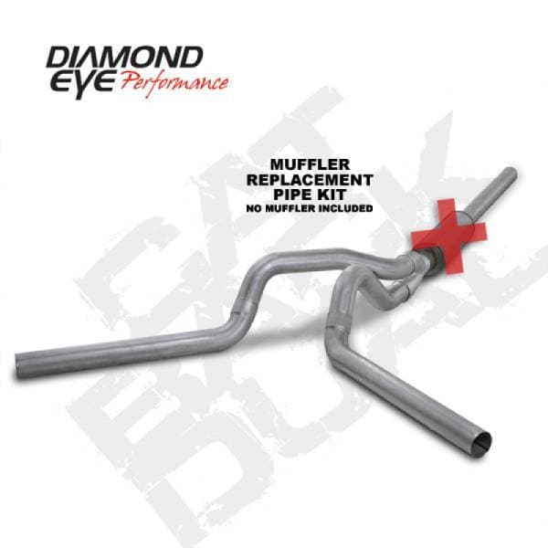 Diamond Eye KIT 4in Catback MFLR RPLCMENT PIPE DUAL AL: 2004.5-2007.5 DODGE CUMMINS 600