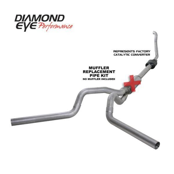 Diamond Eye KIT 4in Turbo Back MFLR RPLCMENT PIPE DUAL ALUM94-97 5 7 3L F250/F350 PWRSTROKE NFS