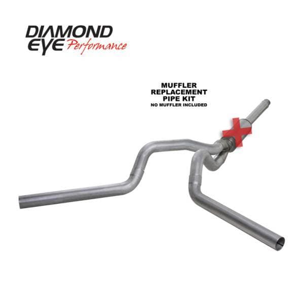 Diamond Eye KIT 4in Catback MFLR RPLCMENT PIPE DUAL AL: 94-97 FORD 7.3L F250/F350 PWRSTROKE