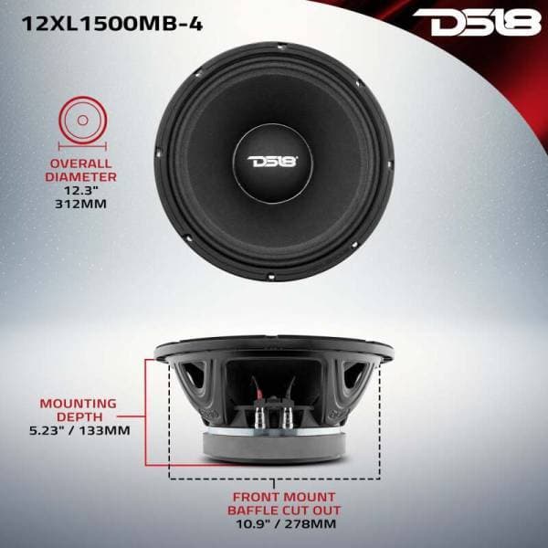 DS18 12in 750 Watts RMS 8 ohm Mid-Bass Loudspeakers