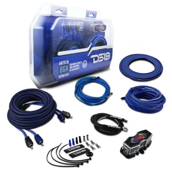 DS18 8-GA Amplifier Install Kit Advance- Blue