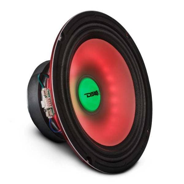 DS18 8in 275 Watts RMS 4 ohm Mid Range Loudspeaker w/ Translucent Dust Cap and Cone w/RGB LED Lights