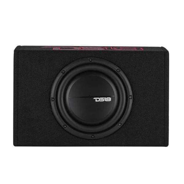 DS18 Single 10in Shallow Enclosure w/ Subwoofer 350 Watts RMS Sealed Black Carpet Amplified