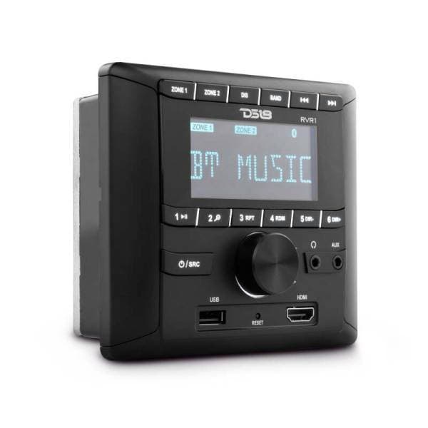 DS18 RV and Trailer Headunit w/ 2.75in LCD screen 2 Zones 4 volts Output HDMI BT RDS 4 x 50 Watts