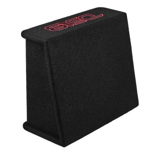 DS18 Single 10in Shallow Subwoofer and Enclosure 350 Watts RMS Amplified Sealed Black Carpet