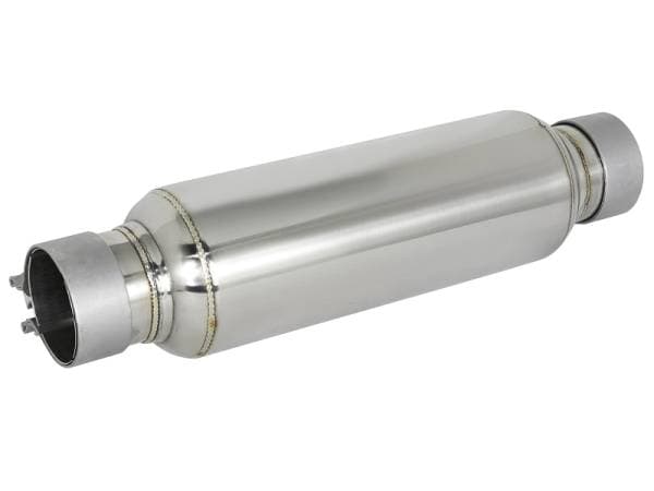 aFe MACH Force-Xp Resonator 2-1/2 IN Inlet/Outlet x 4 IN Dia. x 12 IN Body x 15 IN Overall Length