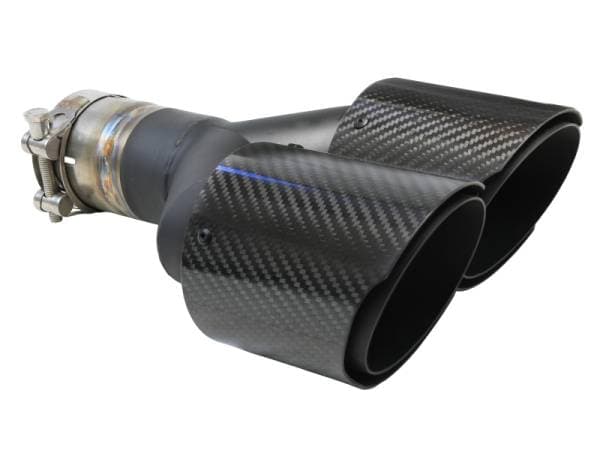 aFe Takeda 2.5in 304 Stainless Steel Clamp-on Exhaust Tip Passenger Side 2.5in Inlet 4inDual-Carbon