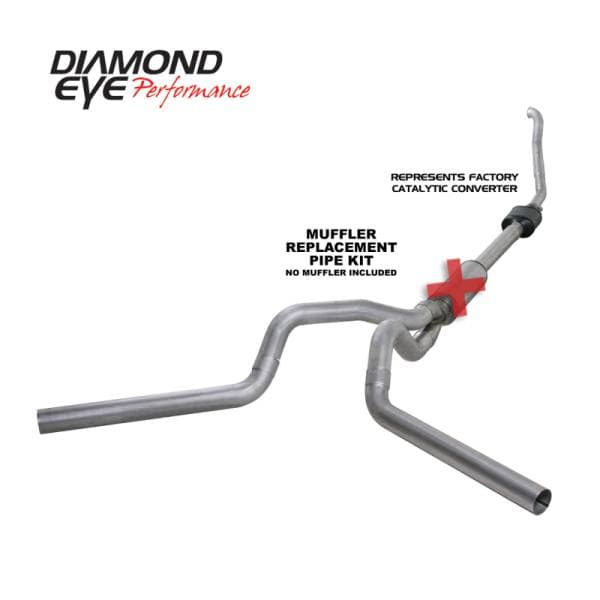 Diamond Eye KIT 4in Turbo Back MFLR RPLCMENT PIPE DUAL ALUM94-97 5 7 3L F250/F350 PWRSTROKE NFS