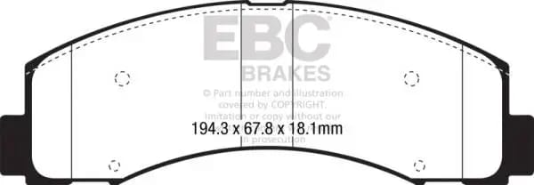 EBC 2018+ Ford F-150 2.7L Twin Turbo (2WD) Extra Duty Front Brake Pads thumbnail 2