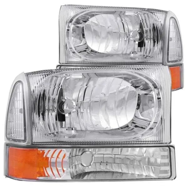 ANZO 2000-2004 Ford Excursion Crystal Headlights Chrome w/ Corner Lights 2pc thumbnail 2