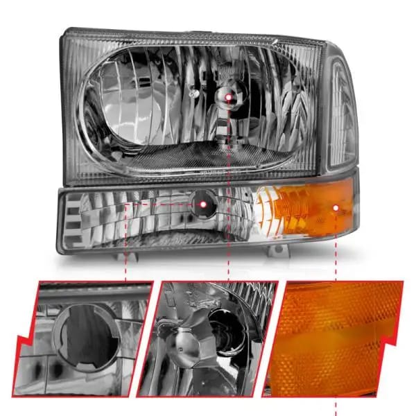 ANZO 2000-2004 Ford Excursion Crystal Headlights Chrome w/ Corner Lights 2pc thumbnail 4