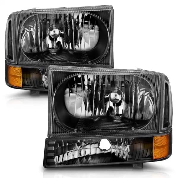 ANZO 2000-2004 Ford Excursion Crystal Headlights Black thumbnail 3