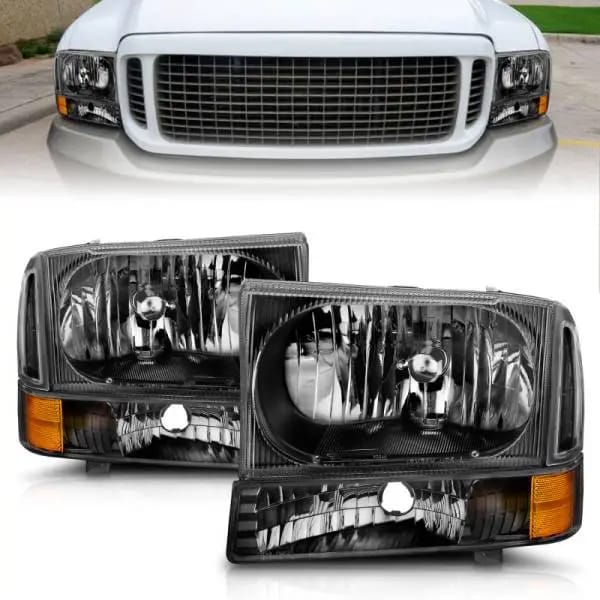 ANZO 2000-2004 Ford Excursion Crystal Headlights Black thumbnail 8