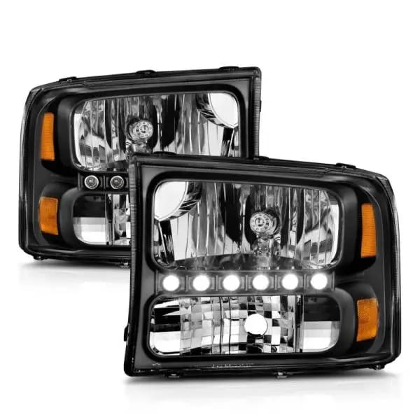 ANZO 2000-2004 Ford Excursion Crystal Headlights Black w/ LED 1pc thumbnail 4