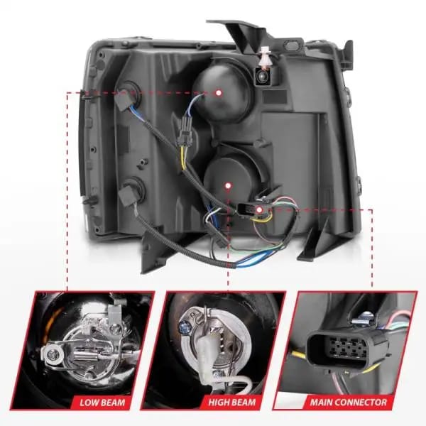 ANZO 2007-2013 Chevrolet Silverado 1500 Projector Headlights w/ Halo Black thumbnail 7