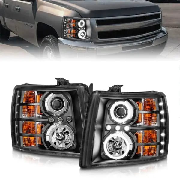 ANZO 2007-2013 Chevrolet Silverado 1500 Projector Headlights w/ Halo Black thumbnail 10