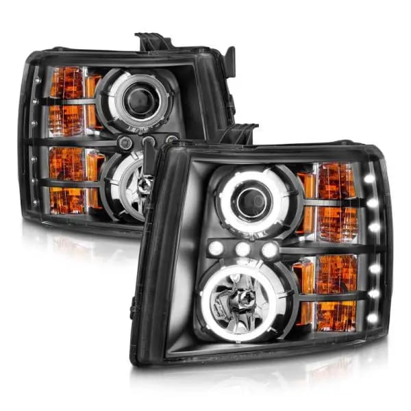 ANZO 2007-2013 Chevrolet Silverado 1500 Projector Headlights w/ Halo Black thumbnail 11