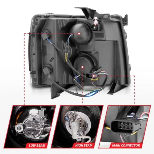 ANZO 2007-2013 Chevrolet Silverado 1500 Projector Headlights w/ Halo Black thumbnail 14
