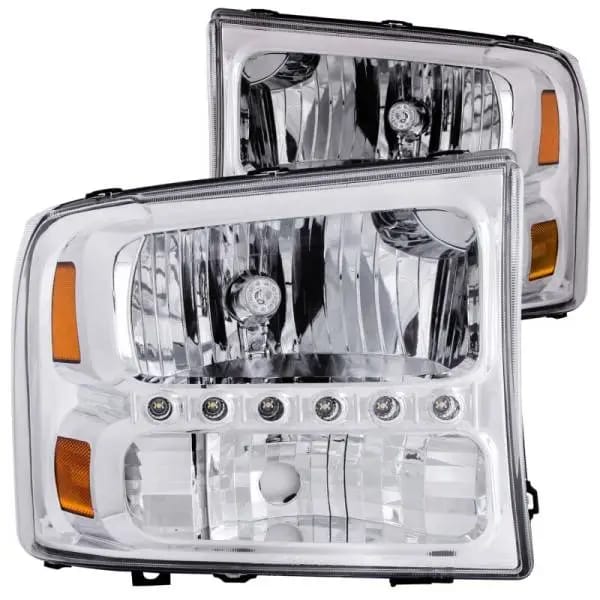 ANZO 2000-2004 Ford Excursion Crystal Headlights Chrome w/ LED 1pc thumbnail 2