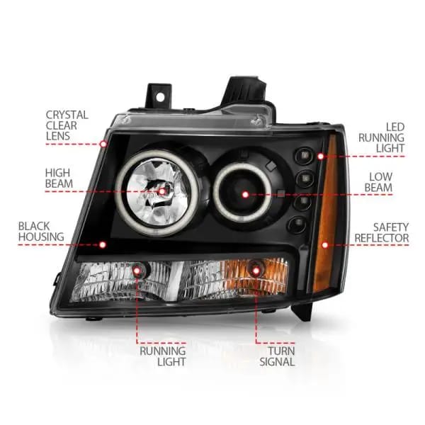 ANZO 2007-2013 Chevrolet Avalanche Projector Headlights w/ Halo Black (CCFL) thumbnail 14