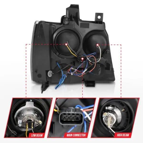 ANZO 2007-2013 Chevrolet Avalanche Projector Headlights w/ Halo Black (CCFL) thumbnail 15