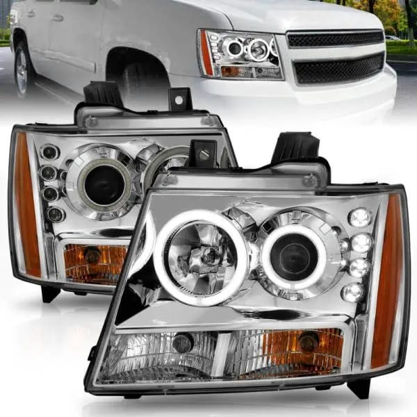 ANZO 2007-2013 Chevrolet Avalanche Projector Headlights w/ Halo Chrome thumbnail 6