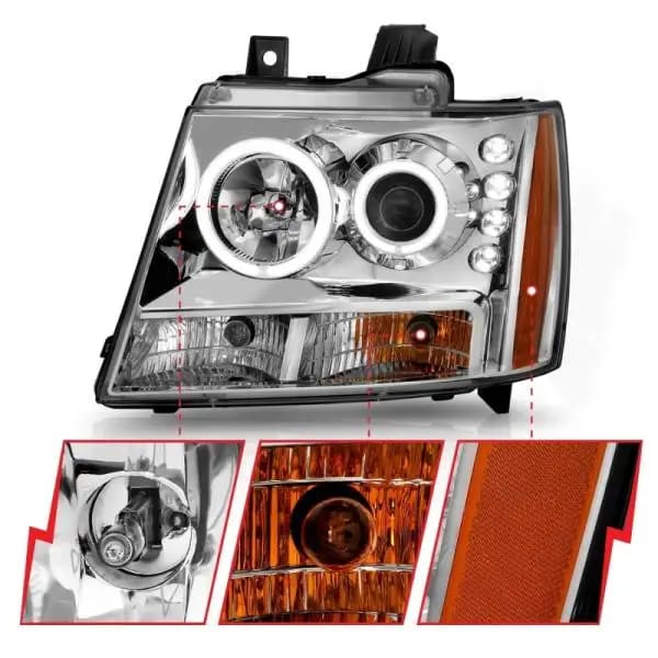 ANZO 2007-2013 Chevrolet Avalanche Projector Headlights w/ Halo Chrome thumbnail 10