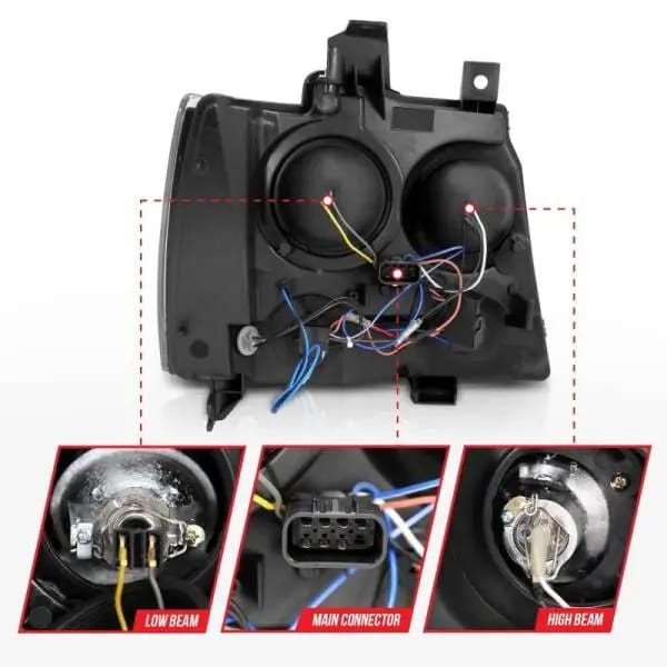ANZO 2007-2013 Chevrolet Avalanche Projector Headlights w/ Halo Chrome thumbnail 11