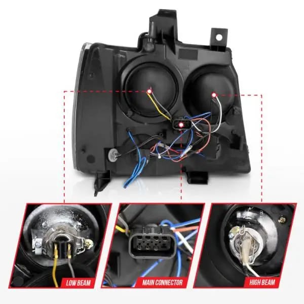 ANZO 2007-2013 Chevrolet Avalanche Projector Headlights w/ Halo Chrome thumbnail 15