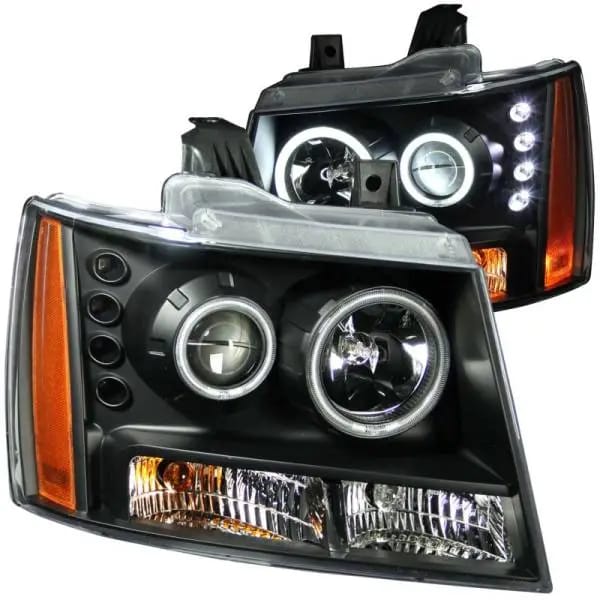 ANZO 2007-2013 Chevrolet Avalanche Projector Headlights w/ Halo Black (CCFL) thumbnail 2