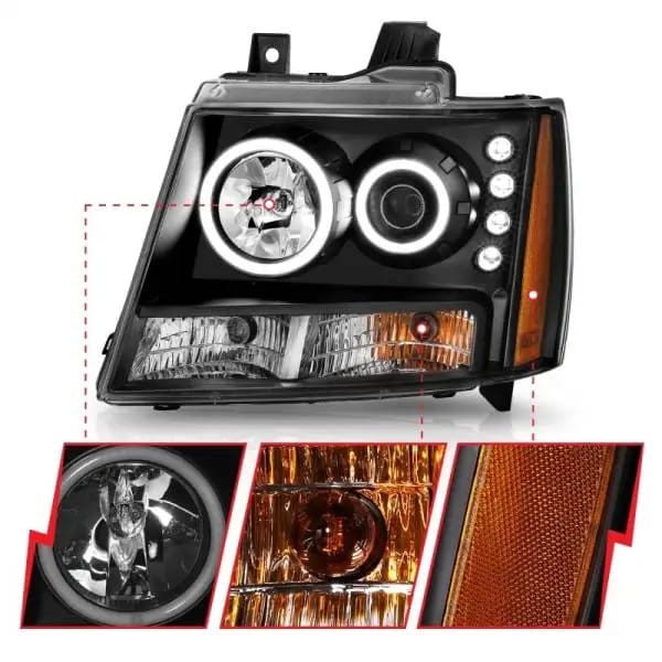 ANZO 2007-2013 Chevrolet Avalanche Projector Headlights w/ Halo Black (CCFL) thumbnail 5