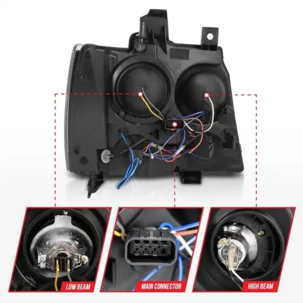ANZO 2007-2013 Chevrolet Avalanche Projector Headlights w/ Halo Black (CCFL) thumbnail 7