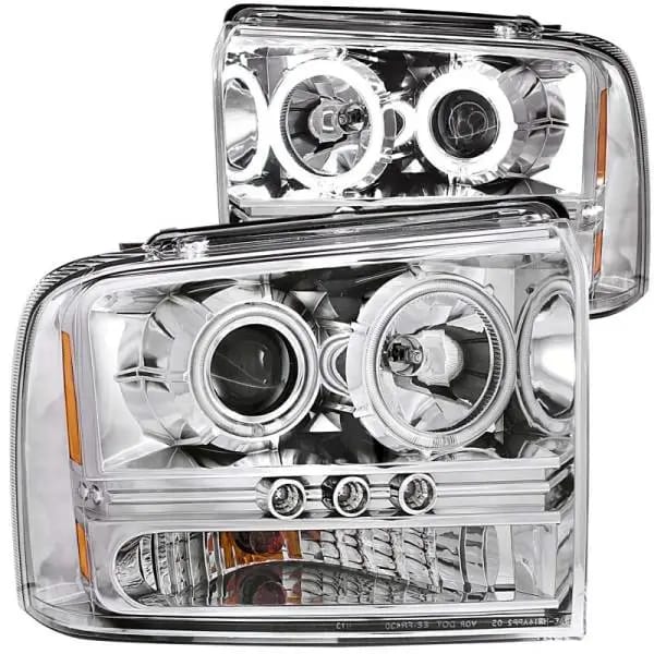 ANZO 2005-2007 Ford Excursion Projector Headlights w/ Halo Chrome w/ LED Strip (CCFL) 1pc thumbnail 2
