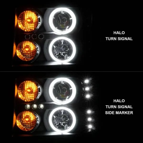 ANZO 2007-2013 GMC Sierra 1500 Projector Headlights w/ Halo Black thumbnail 12