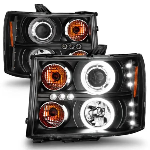 ANZO 2007-2013 GMC Sierra 1500 Projector Headlights w/ Halo Black thumbnail 17