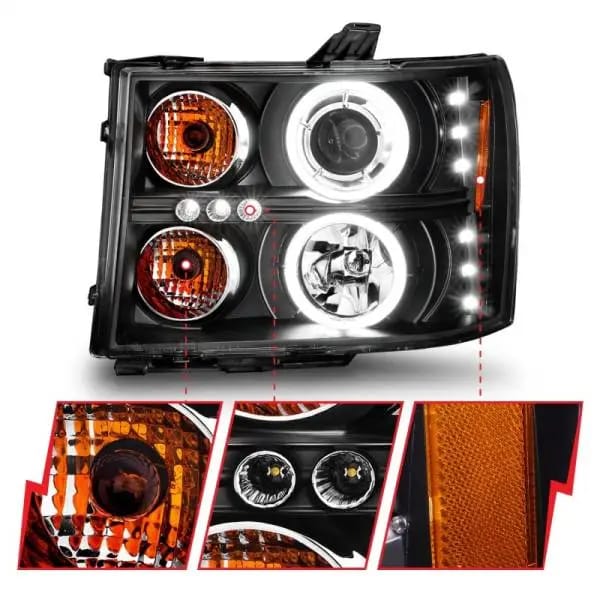 ANZO 2007-2013 GMC Sierra 1500 Projector Headlights w/ Halo Black thumbnail 5