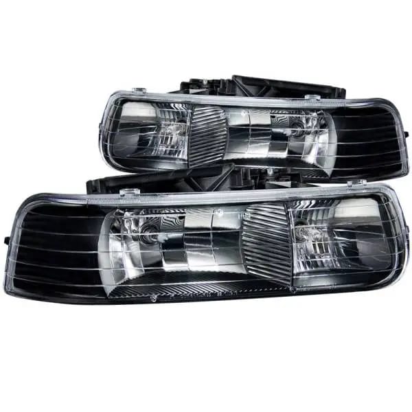 ANZO 1999-2002 Chevrolet Silverado 1500 Crystal Headlights Black thumbnail 2